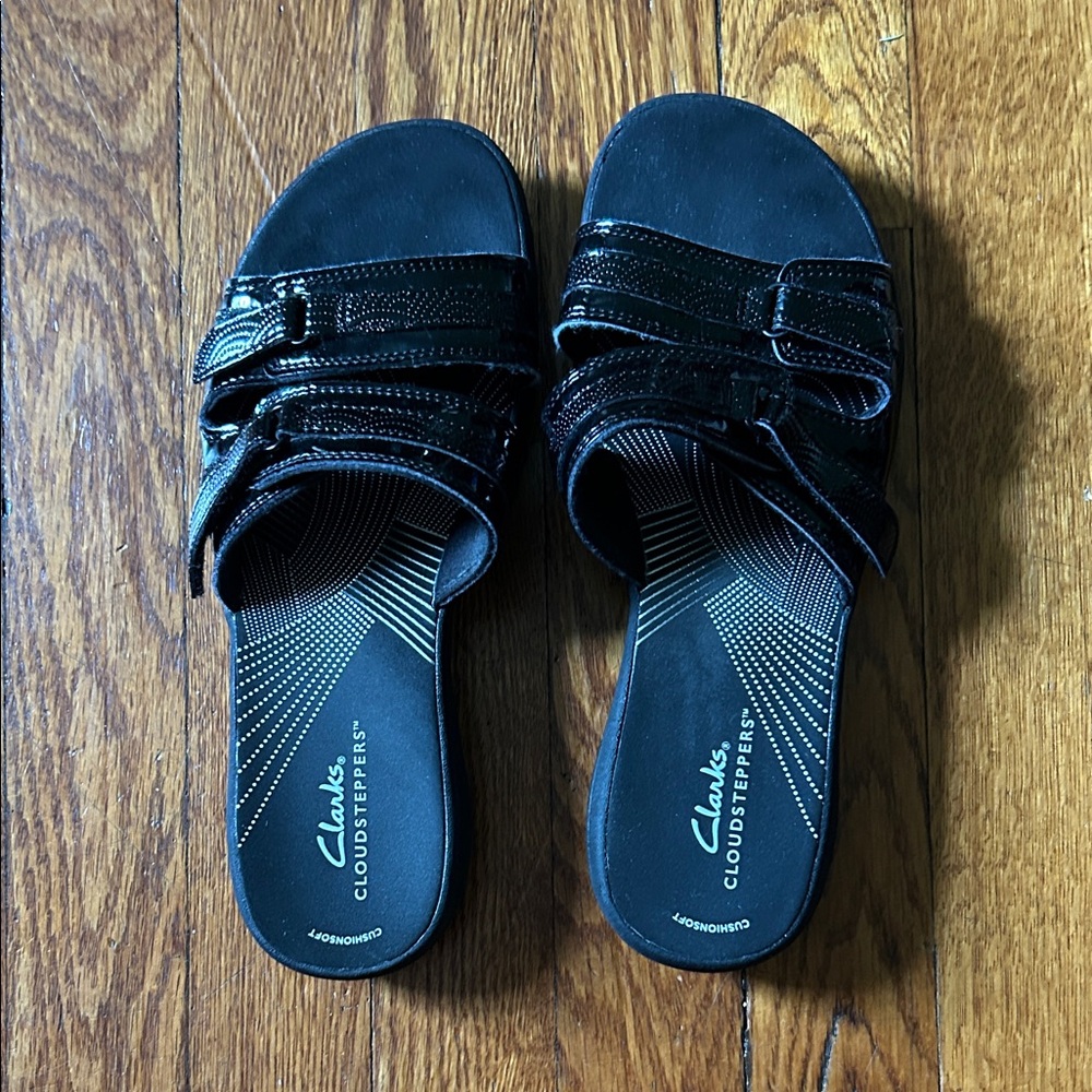 Clarks Women's Black Slide Sandals